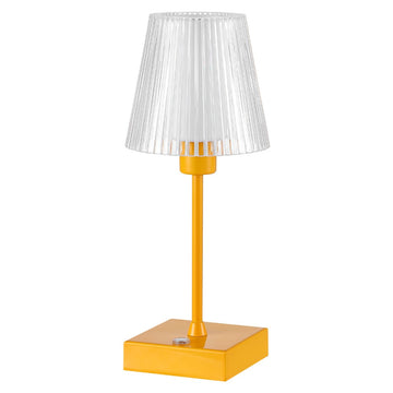 Oscar 12.5" Modern Industrial Rechargeable/Cordless Iron/Acrylic Integrated LED Table Lamp with Ribbed Shade - JONATHAN Y